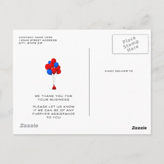 赤と青の風船 – ありがとうポストカード ポストカード (裏面)