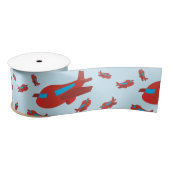 赤と青の飛行機のパターン サテンリボン (リール)