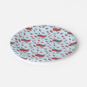 赤と青の飛行機のパターン ペーパープレート (アングル)