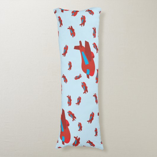 赤と青の飛行機のパターン ボディピロー (正面縦)