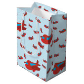 赤と青の飛行機のパターン ミディアムペーパーバッグ (裏面アングル)
