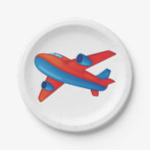 赤と青の飛行機の紙プレート ペーパープレート (正面)