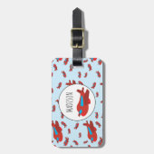 赤と青の飛行機パターン名前をカスタムする ラゲッジタグ (正面縦)