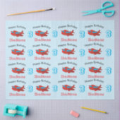 赤と青の飛行機パターン誕生日名と年齢 薄葉紙 (クラフト)