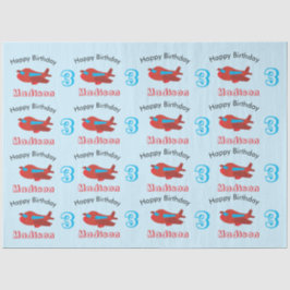 赤と青の飛行機パターン誕生日名と年齢 薄葉紙