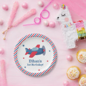 赤と青の飛行機ボーイズバースデーパーティー紙PL ペーパープレート (パーティー)