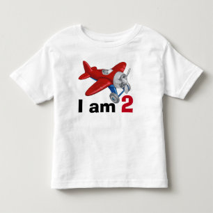 赤と青の飛行機誕生日年齢2 トドラーTシャツ