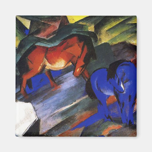 赤と青の馬Franz Marc マグネット (正面)