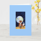 赤と青の鳥 カード (黄色い花)