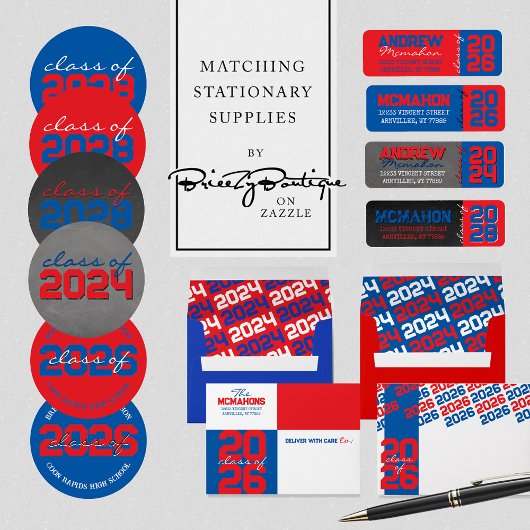 赤と青の黒板の卒業写真 招待状