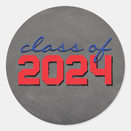 赤と青の黒板卒業ステッカー ラウンドシール