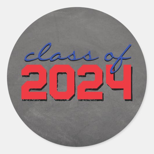 赤と青の黒板卒業ステッカー ラウンドシール