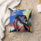 赤と青の2頭の馬Franz Marc クッション (ブランケット)