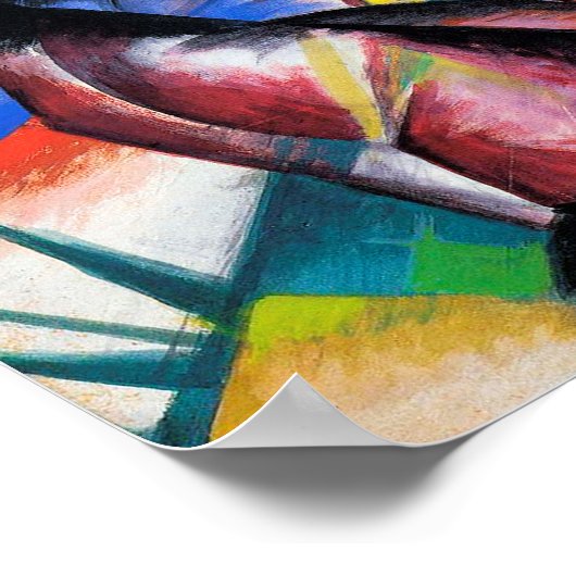 赤と青の2頭の馬Franz Marc ポスター (角)