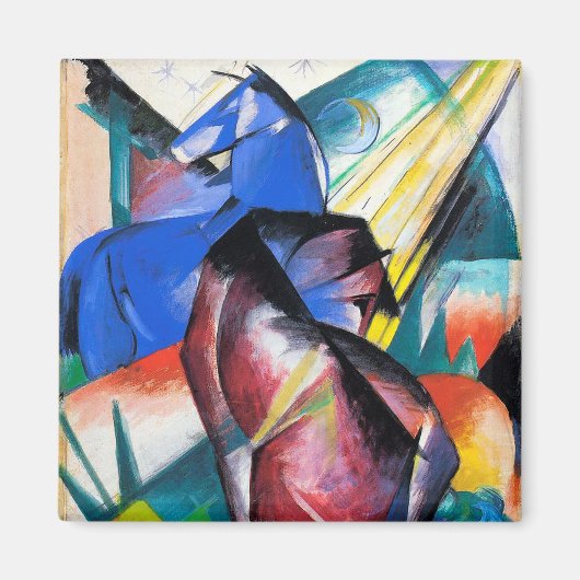 赤と青の2頭の馬Franz Marc マグネット (正面)