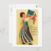 赤と青の3つの応援 ポストカード (正面/裏面)