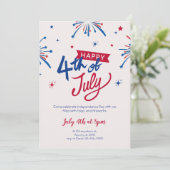 赤と青の7月4日パーティー招待状 招待状 (スタンド正面)