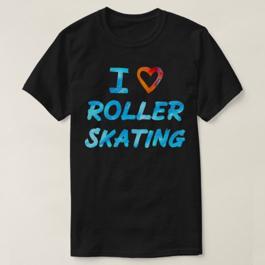 赤と青のI愛のローラースケートで滑る Tシャツ (デザイン正面)