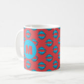 赤と青のXOXO キスする唇のオリジナルデザイン コーヒーマグカップ (正面左)