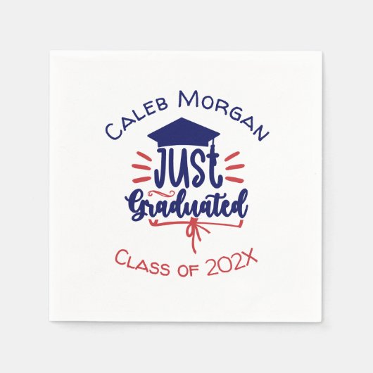 赤と青を卒業パーソナライズされた スタンダードカクテルナプキン (正面)
