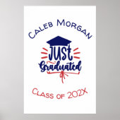 赤と青を卒業パーソナライズされた ポスター (正面)