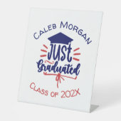 赤と青を卒業パーソナライズされた 台座サイン (正面)