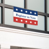 赤と青を星で投票に登録 横断幕 (ビルの外側)