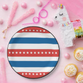 赤と青ストライプの星 ペーパープレート (パーティー)