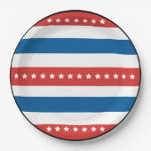 赤と青ストライプの星 ペーパープレート (正面)