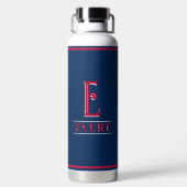 赤と青モノグラムの ウォーターボトル (背面)