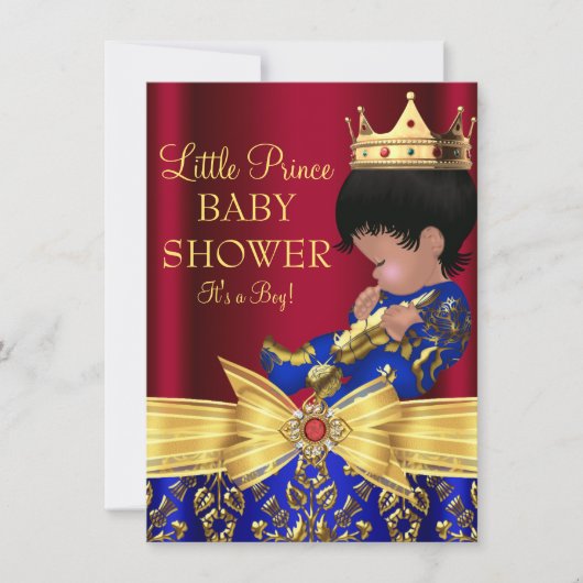 赤と青王室のプリンスボーイベビーシャワー招待状2 招待状 (正面)
