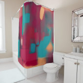 赤と青緑の抽象的な混合 シャワーカーテン (インサイチュ)