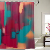 赤と青緑の抽象的な混合 シャワーカーテン