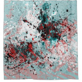 赤と青緑の飛沫 シャワーカーテン (正面)