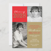 赤と青銅の金ゴールドクラシック2写真卒業 招待状 (正面)