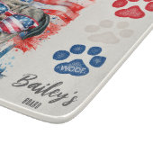 赤と青7月のパグおもしろいドッグ カッティングボード (角)