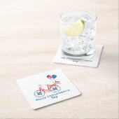 赤と青7月自転車お洒落第4戦 スクエアペーパーコースター (インサイチュ)