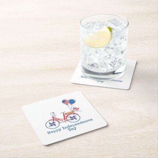 赤と青7月自転車お洒落第4戦 スクエアペーパーコースター (インサイチュ)