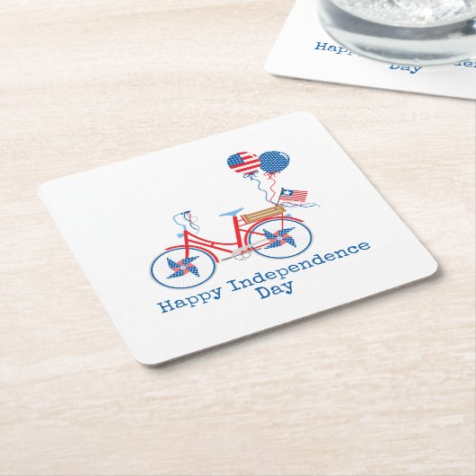 赤と青7月自転車お洒落第4戦 スクエアペーパーコースター (アングル)