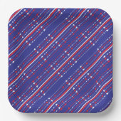 赤と青7月4日のパーティー ペーパープレート (正面)