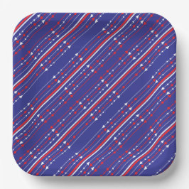 赤と青7月4日のパーティー ペーパープレート