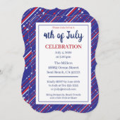 赤と青7月4日のパーティー 招待状 (正面/裏面)