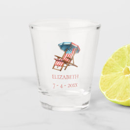 赤と青7月4日のビーチ椅子 ショットグラス