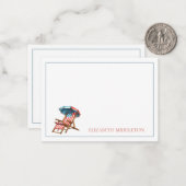 赤と青7月4日のビーチ椅子 ノートカード (正面/裏面インサイチュ)