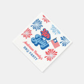 赤と青7月4日の花火レトロBBQパーティー スタンダードカクテルナプキン (角)