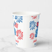 赤と青7月4日の花火レトロBBQパーティー 紙コップ (右)