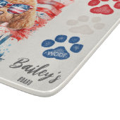 赤と青7月4日プードルおもしろいドッグ カッティングボード (角)