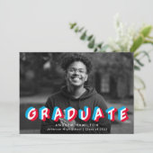 赤と青|アナグリフ·フォト卒業パーティー 招待状 (スタンド正面)