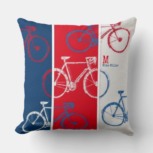 赤と青、グラフィック、および自転車クール(&B) クッション (正面)