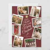 赤と非常に陽気なクリスマスツリー写真コラージュ シーズンカード (正面)